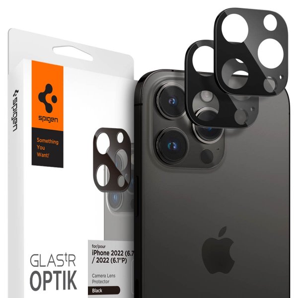Spigen iPhone 14/15/16 Pro & Pro Max Kamera Beskyttelsesglas.tR Optik 2-pak Sort