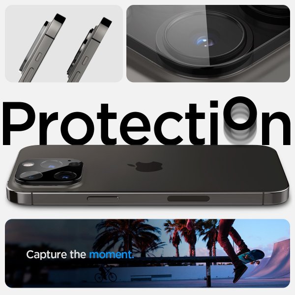 Spigen iPhone 14/15/16 Pro & Pro Max Kamera Beskyttelsesglas.tR Optik 2-pak Sort