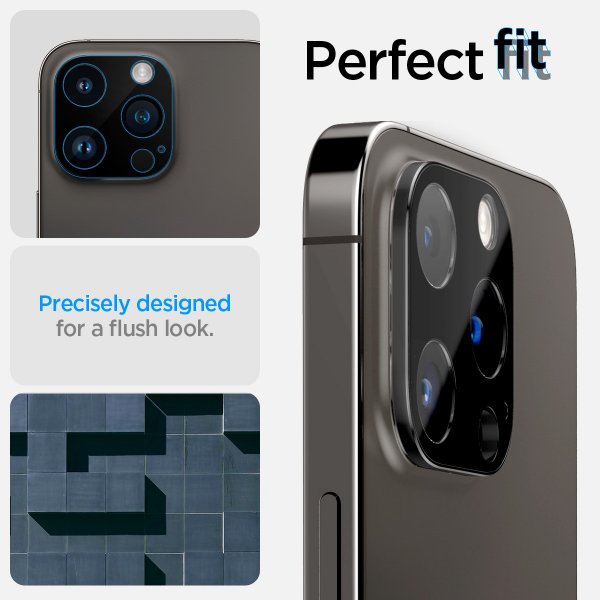 Spigen iPhone 14/15/16 Pro & Pro Max Kamera Beskyttelsesglas.tR Optik 2-pak Sort
