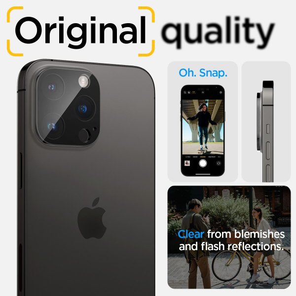 Spigen iPhone 14/15/16 Pro & Pro Max Kamera Beskyttelsesglas.tR Optik 2-pak Sort