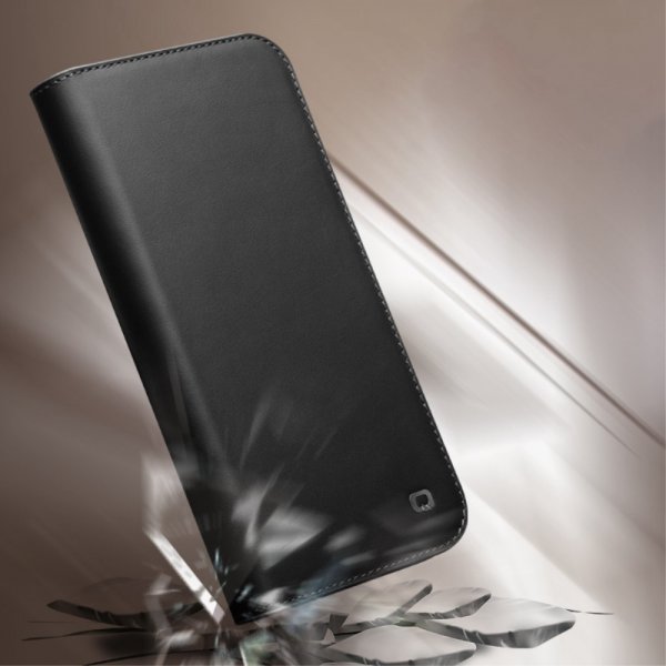 Qialino iPhone 14 Pro Max Etui Ægte Læder Sort