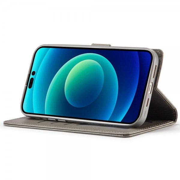 Lc.Imeeke iPhone 14 Pro Max Cover med Kortlomme Standerfunktion Grå