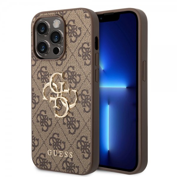 Guess iPhone 14 Pro Max Cover Big Metal Logo Brun