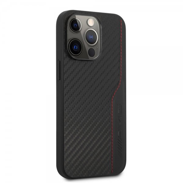 AMG iPhone 14 Pro Max Cover Carbon Effect Stamped Logo Sort