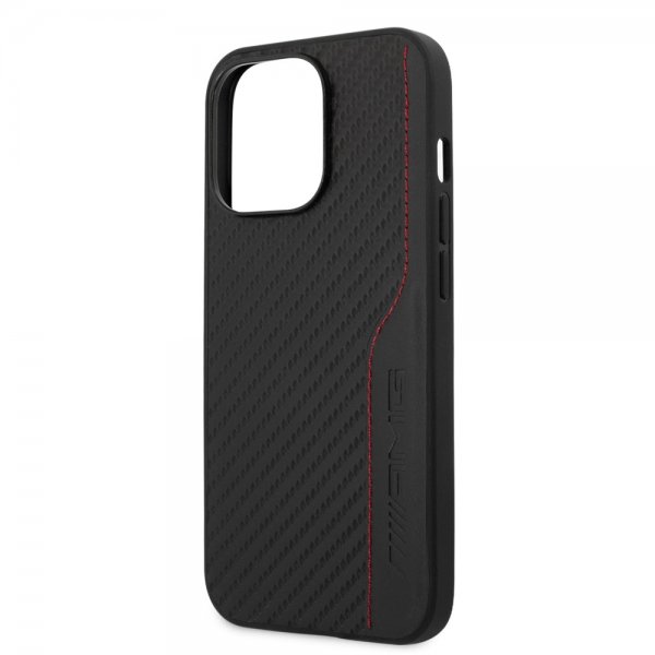 AMG iPhone 14 Pro Max Cover Carbon Effect Stamped Logo Sort