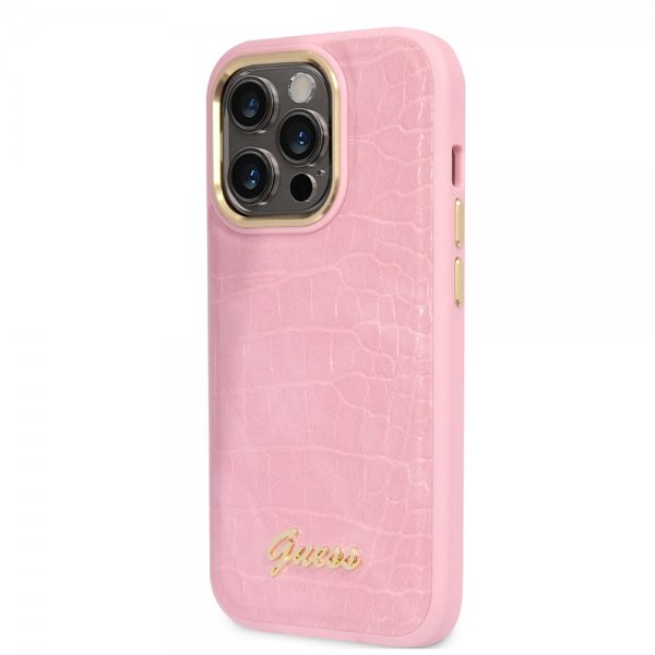 Guess iPhone 14 Pro Max Cover Croco Rosa