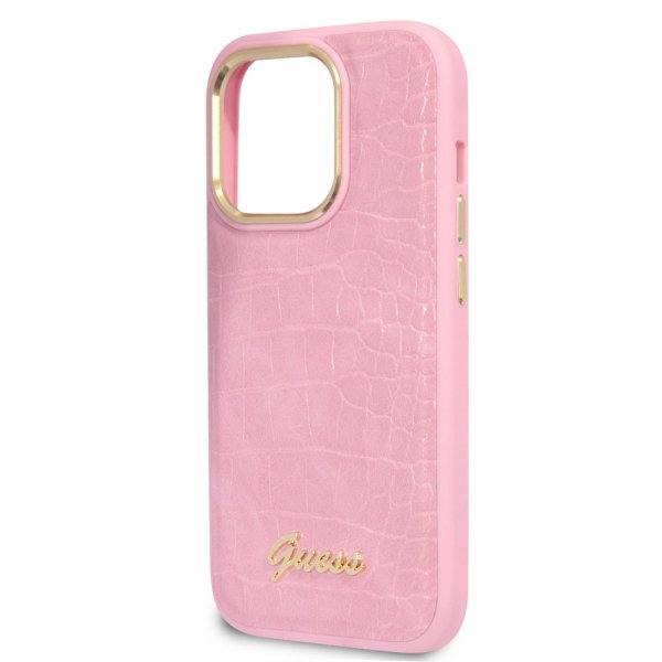 Guess iPhone 14 Pro Max Cover Croco Rosa