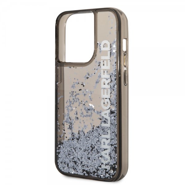 Karl Lagerfeld iPhone 14 Pro Max Cover Liquid Glitter Translucent Sort