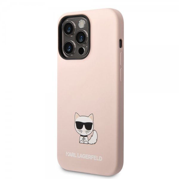 Karl Lagerfeld iPhone 14 Pro Max Cover Liquid Silicone Choupette Rosa