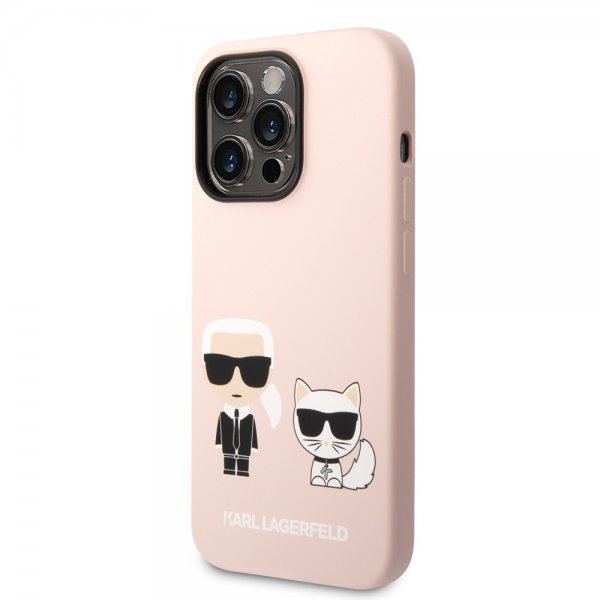 Karl Lagerfeld iPhone 14 Pro Max Cover Liquid Silicone Karl & Choupette MagSafe Pink