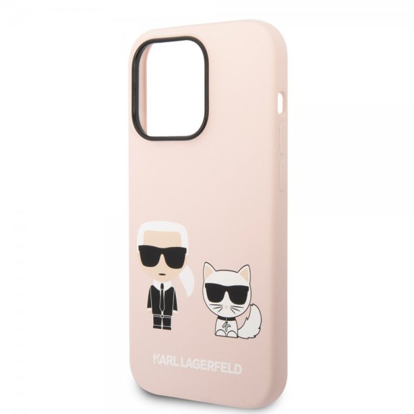 Karl Lagerfeld iPhone 14 Pro Max Cover Liquid Silicone Karl & Choupette MagSafe Pink