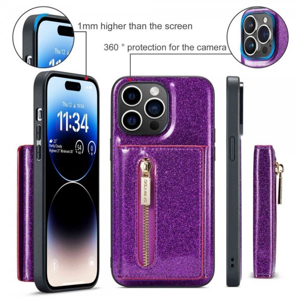 Dg.Ming iPhone 14 Pro Max Cover M3 Series Aftagelig Kortholder Lilla