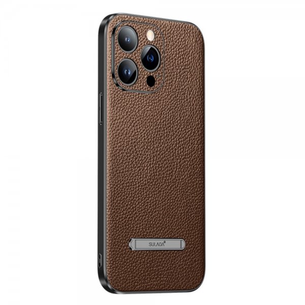 Sulada iPhone 14 Pro Max Cover med Stativ Brun