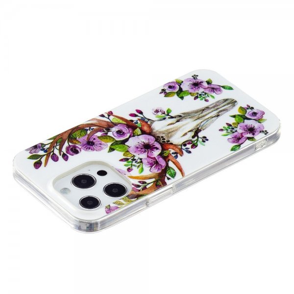 iPhone 14 Pro Max Cover Motiv Blomster og Hjort