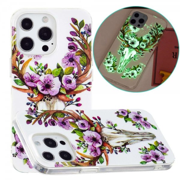 iPhone 14 Pro Max Cover Motiv Blomster og Hjort