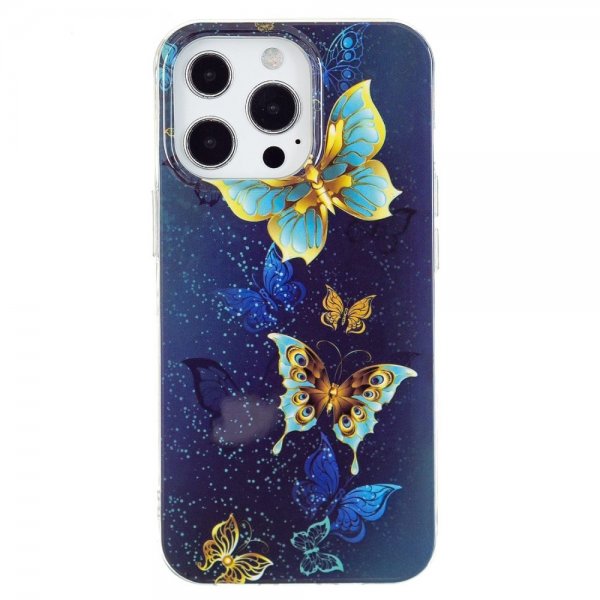 iPhone 14 Pro Max Cover Motiv Gyldne Sommerfugle