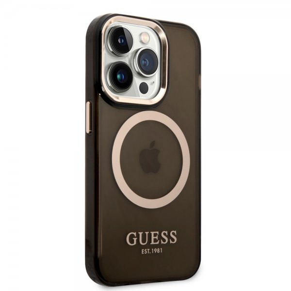 Guess iPhone 14 Pro Max Cover Gennemsigtigt MagSafe Sort