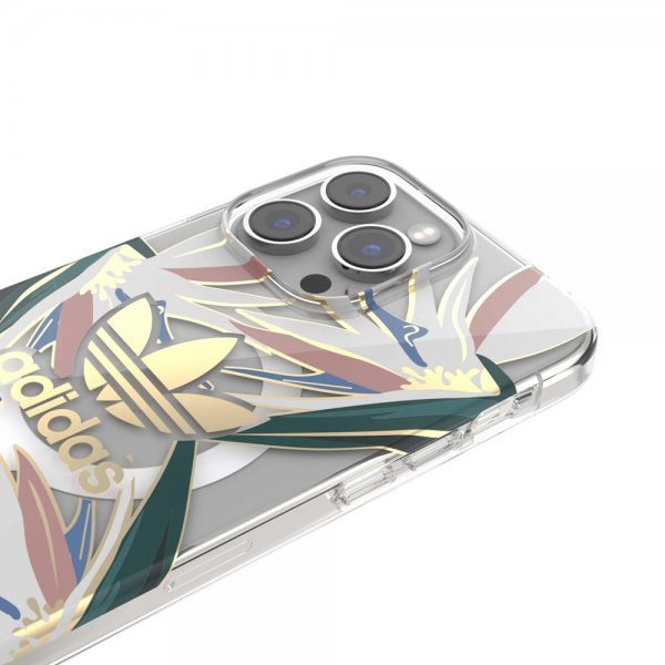 Adidas iPhone 14 Pro Max Cover Trefoil Klar Etui MagSafe Gold