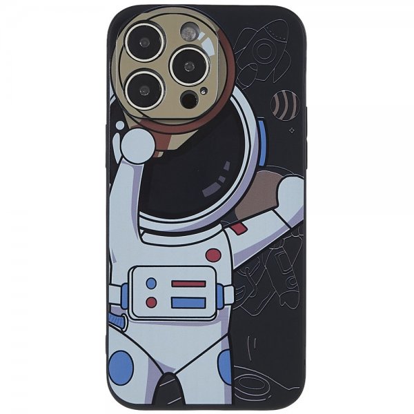 iPhone 14 Pro Cover Astronaut Sort Grå