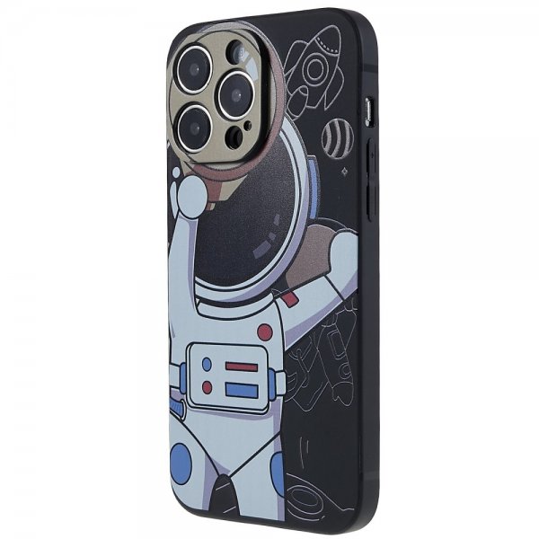 iPhone 14 Pro Cover Astronaut Sort Grå