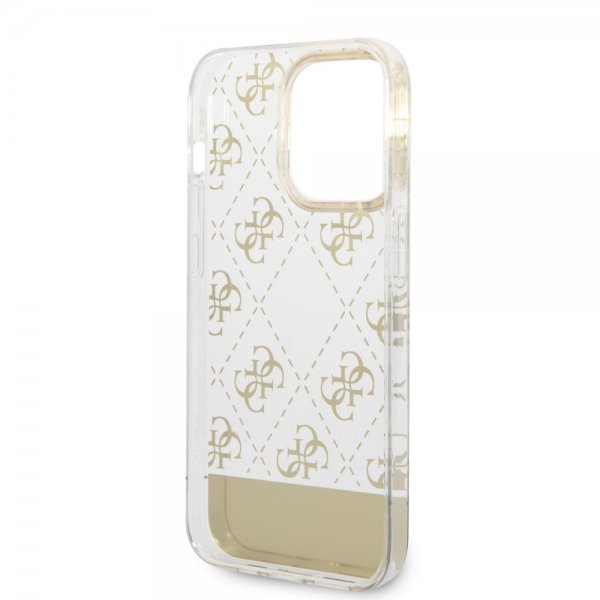 Guess iPhone 14 Pro Cover Bottom Stripe Script Logo Guld