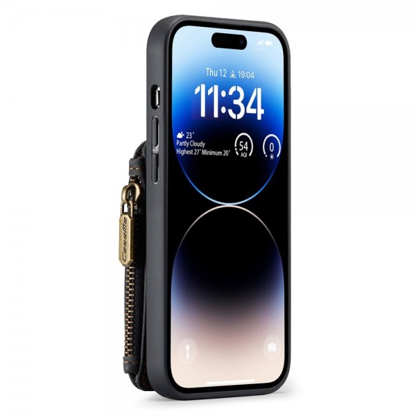 CaseMe iPhone 14 Pro Cover C20 Kortlomme Lynlås Sort