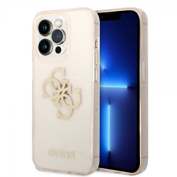 Guess iPhone 14 Pro Cover Full Glitter Guld
