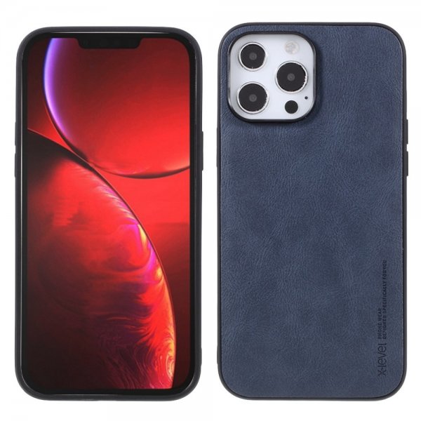 X-Level iPhone 14 Pro Cover Lædertekstur Blå