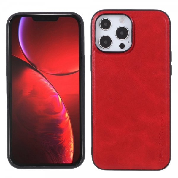X-Level iPhone 14 Pro Cover Lædertekstur Rød
