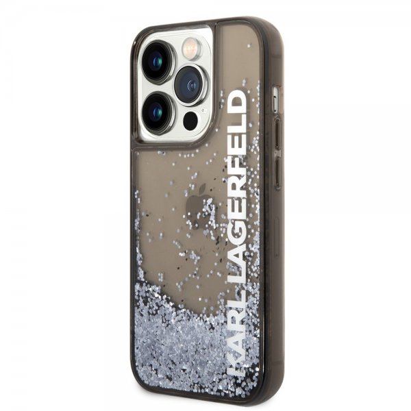 Karl Lagerfeld iPhone 14 Pro Cover Liquid Glitter Translucent Sort
