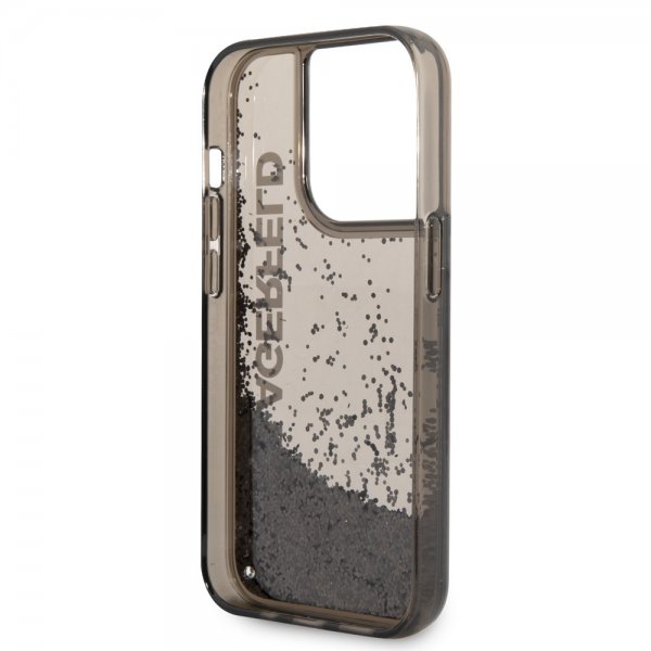 Karl Lagerfeld iPhone 14 Pro Cover Liquid Glitter Translucent Sort