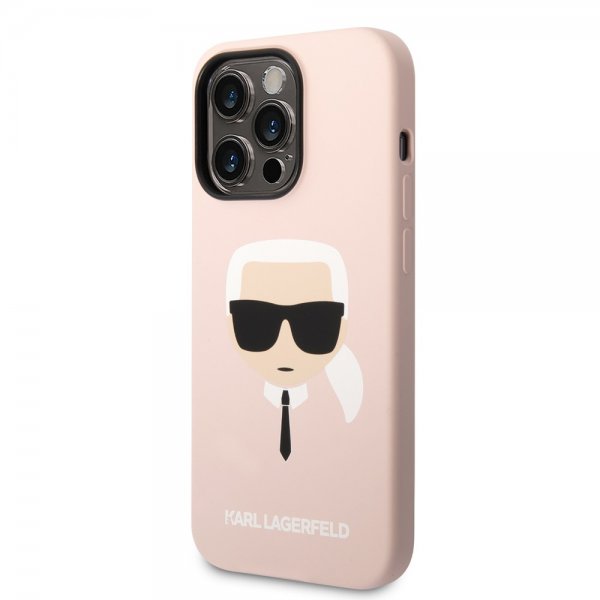 Karl Lagerfeld iPhone 14 Pro Cover Flydende Silikone Karl MagSafe Rosa