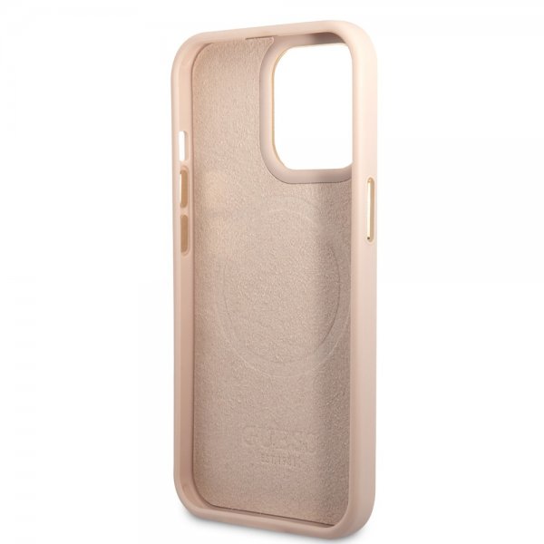 Guess iPhone 14 Pro Cover Metal Plate Logo MagSafe Rosa