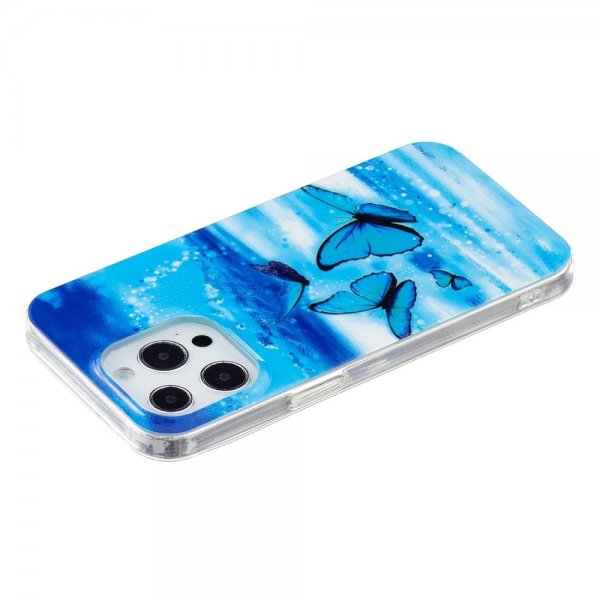 iPhone 14 Pro Cover Motiv Blå Sommerfugle