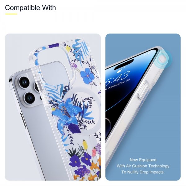 iPhone 14 Pro Cover Spring Series MagSafe Lilla Blomster