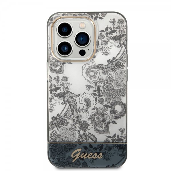 Guess iPhone 14 Pro Cover Toile de Jouy Grå