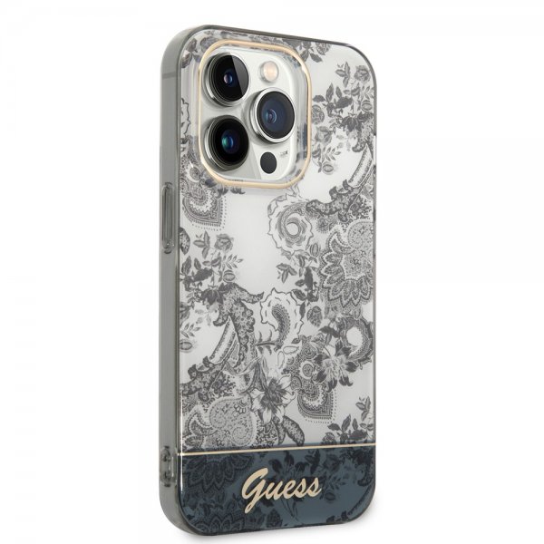 Guess iPhone 14 Pro Cover Toile de Jouy Grå