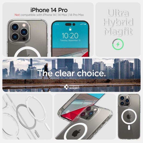 Spigen iPhone 14 Pro Cover Ultra Hybrid MagFit Hvid
