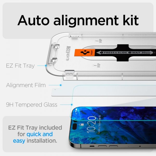 Spigen iPhone 14 Pro Skærmbeskyttelse GLAS.tR EZ Fit 2-pak