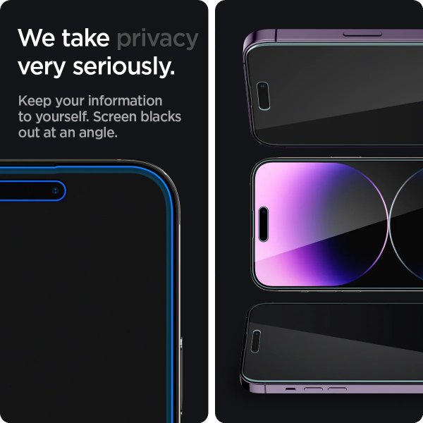 Spigen iPhone 14 Pro Skærmbeskyttelse GLAS.tR EZ Fit Privacy 2-pak