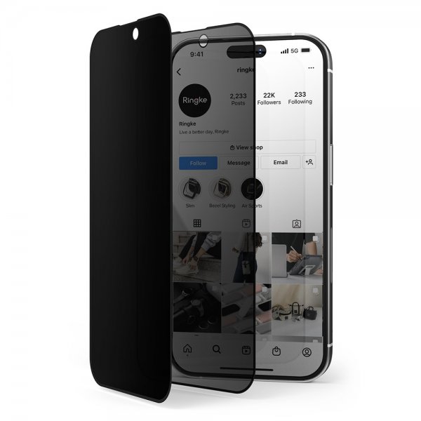 Ringke iPhone 14 Pro Skærmbeskyttelse Privacy Glass