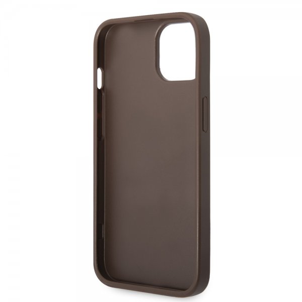 Guess iPhone 14 Cover Bottom Stripe Metal Logo Brun