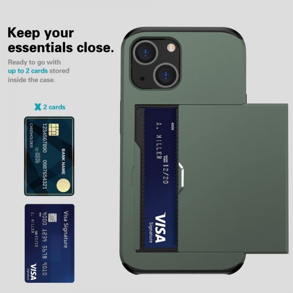 iPhone 14 Cover Card Slide Grøn
