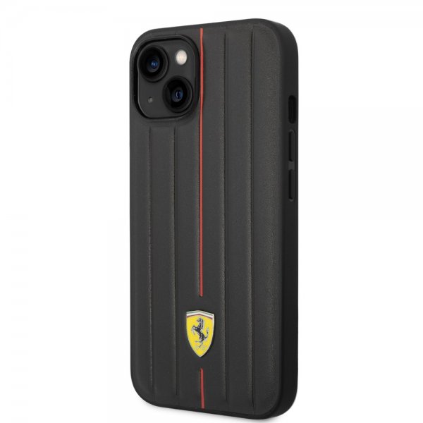 Ferrari iPhone 14 Cover Prægede Striber Rød