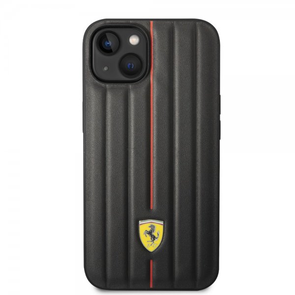 Ferrari iPhone 14 Cover Prægede Striber Rød