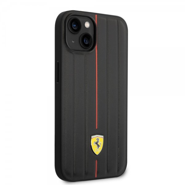 Ferrari iPhone 14 Cover Prægede Striber Rød