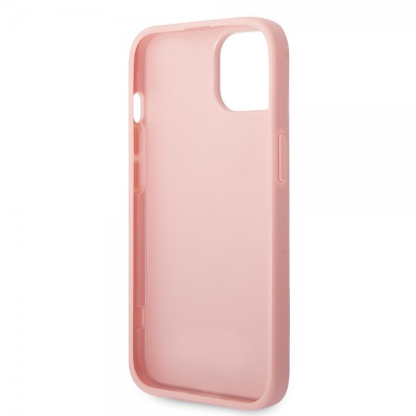Guess iPhone 14 Cover Glitter Flakes Metal Logo Rosa