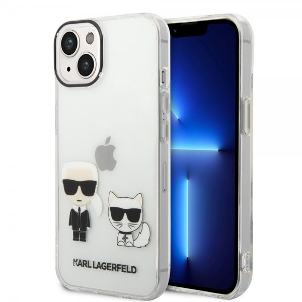 Karl Lagerfeld iPhone 14 Cover Karl & Choupette Gradient Hvid