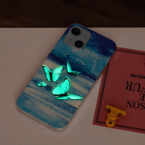 iPhone 14 Cover Motiv Blå Sommerfugle