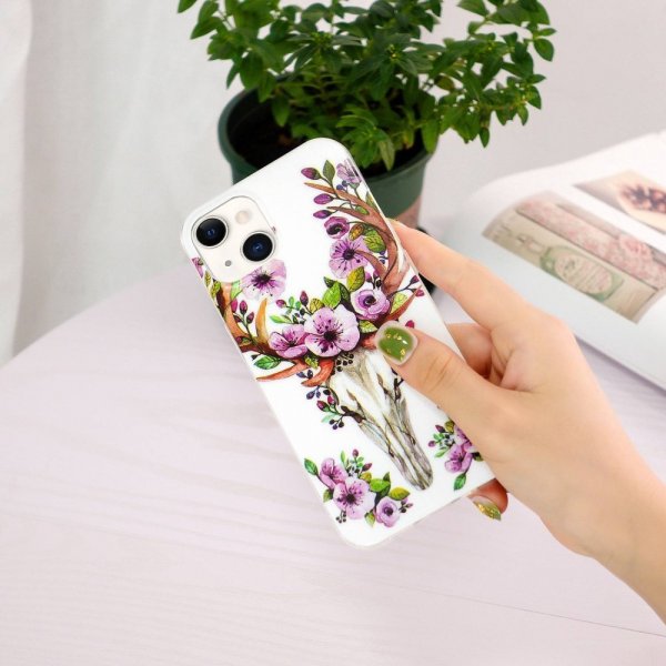 iPhone 14 Cover Motiv Blomster og Hjort